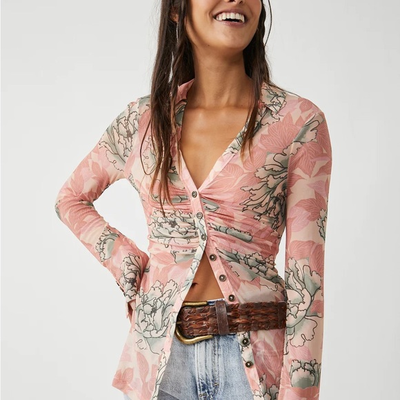 🆕Free People Semi-Sheer Blouse - Picture 13 of 14